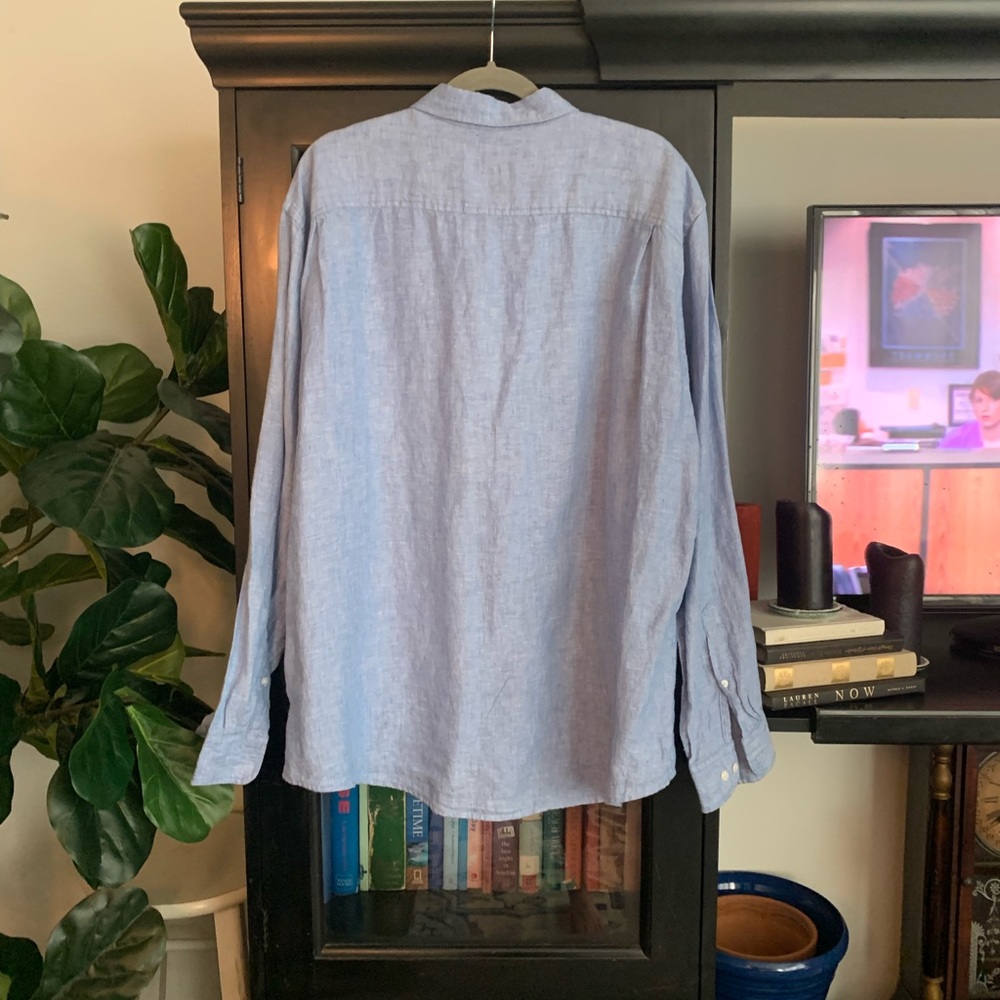 Blue Linen Button Down - Picture 2 of 3